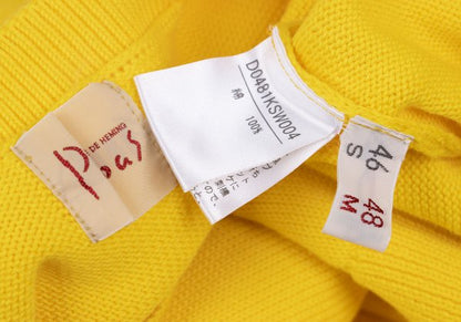 Papas Cotton Argyle Patch V-Neck Sweater Yellow Size 48M