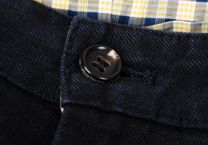 Papas Linen Two-Tuck Cuffed Pants Navy Size LL