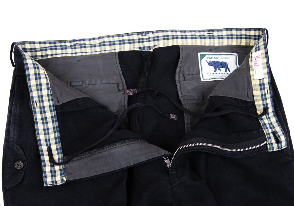 Papas Linen Two-Tuck Cuffed Pants Navy Size LL