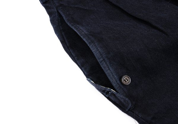 Papas Linen Two-Tuck Cuffed Pants Navy Size LL