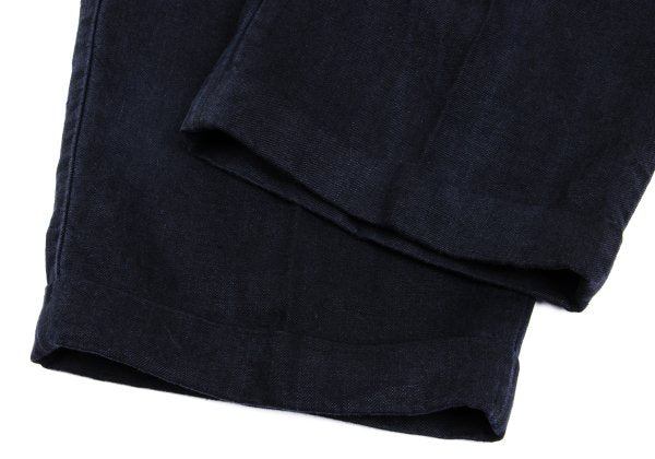 Papas Linen Two-Tuck Cuffed Pants Navy Size LL