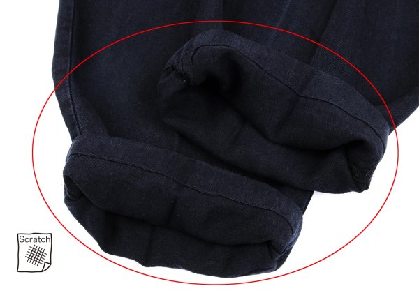 Papas Linen Two-Tuck Cuffed Pants Navy Size LL
