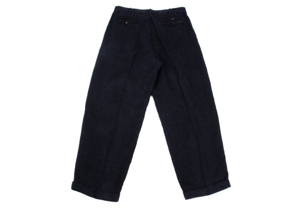 Papas Linen Two-Tuck Cuffed Pants Navy Size LL