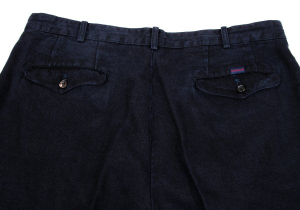 Papas Linen Two-Tuck Cuffed Pants Navy Size LL
