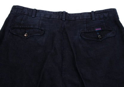 Papas Linen Two-Tuck Cuffed Pants Navy Size LL