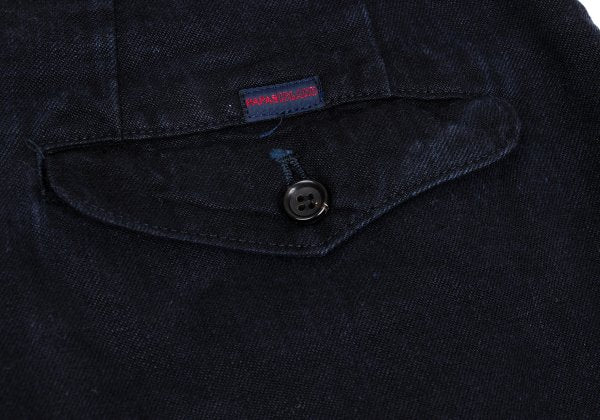 Papas Linen Two-Tuck Cuffed Pants Navy Size LL