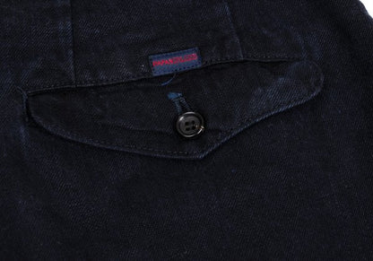 Papas Linen Two-Tuck Cuffed Pants Navy Size LL