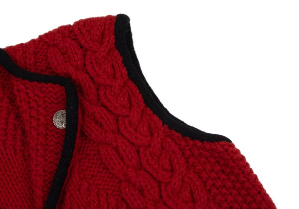 Ralph Lauren Wool Tyrolean Cable Knit Vest Red Black Size M