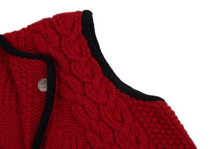 Ralph Lauren Wool Tyrolean Cable Knit Vest Red Black Size M