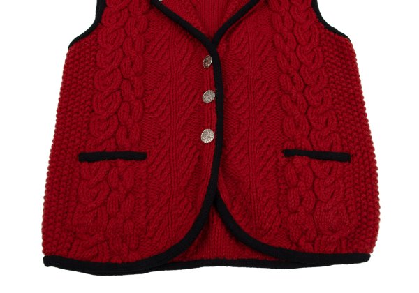 Ralph Lauren Wool Tyrolean Cable Knit Vest Red Black Size M