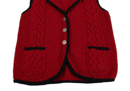 Ralph Lauren Wool Tyrolean Cable Knit Vest Red Black Size M