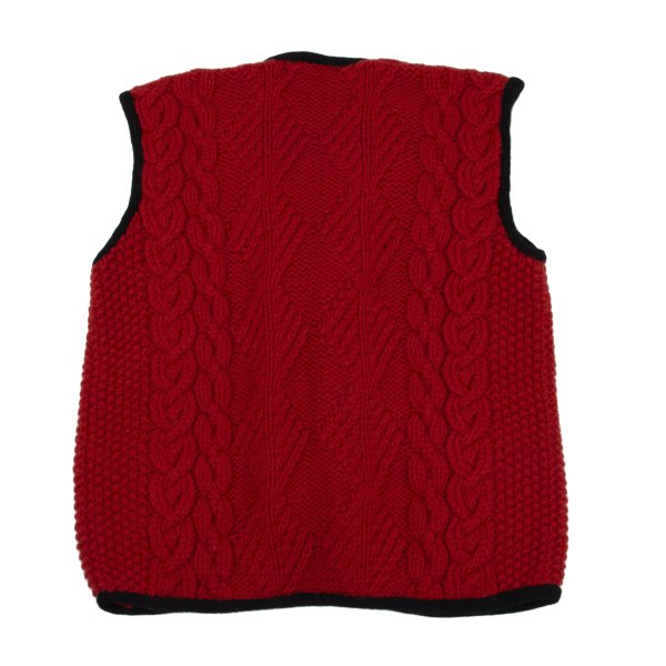 Ralph Lauren Wool Tyrolean Cable Knit Vest Red Black Size M