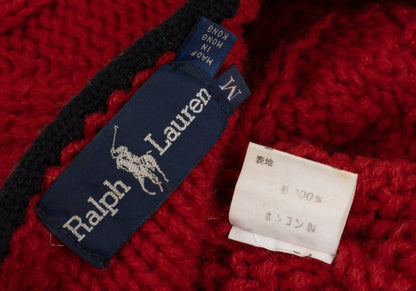 Ralph Lauren Wool Tyrolean Cable Knit Vest Red Black Size M
