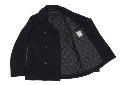 BEAMS Wool Blend Padded Pea Coat Navy Size M