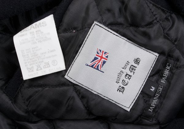 BEAMS Wool Blend Padded Pea Coat Navy Size M