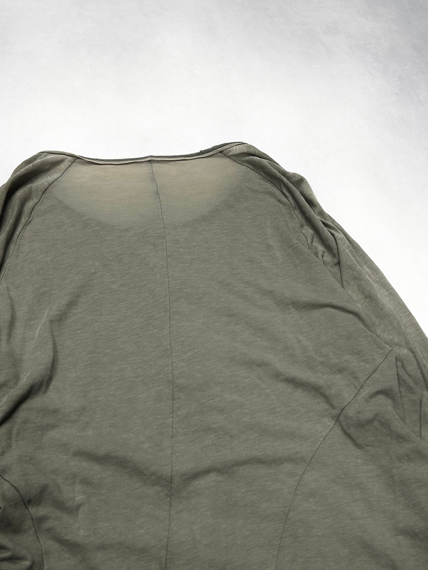 Devoa Raw-Edge Lyocell Linen 3/4-S Henley Green S/S13 Size 2