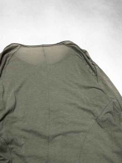 Devoa Raw-Edge Lyocell Linen 3/4-S Henley Green S/S13 Size 2