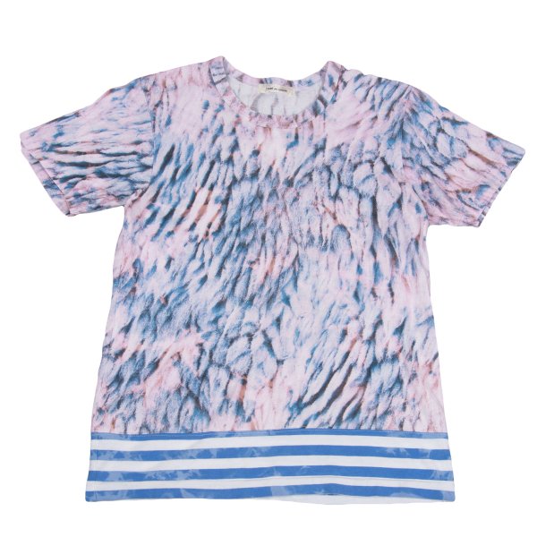 COMME des GARCONS Hem Border T-Shirt Pink/Blue Size M