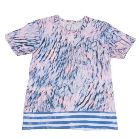 COMME des GARCONS Hem Border T-Shirt Pink/Blue Size M