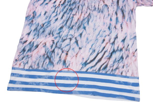 COMME des GARCONS Hem Border T-Shirt Pink/Blue Size M