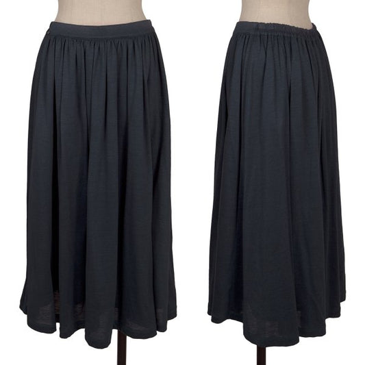 Mademoiselle NON NON Ramie Waist Gather Skirt Navy Size M