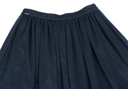 Mademoiselle NON NON Ramie Waist Gather Skirt Navy Size M