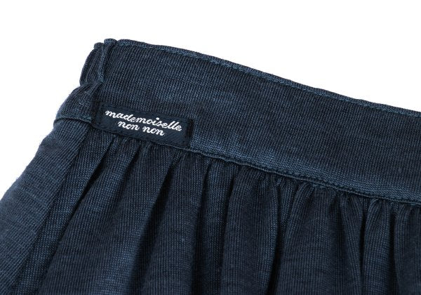 Mademoiselle NON NON Ramie Waist Gather Skirt Navy Size M