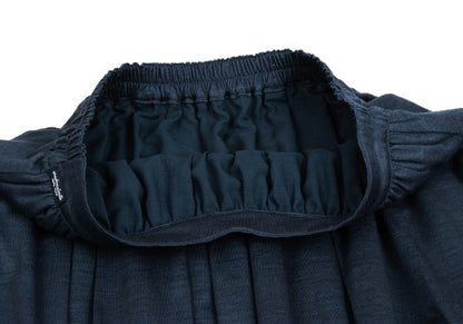 Mademoiselle NON NON Ramie Waist Gather Skirt Navy Size M