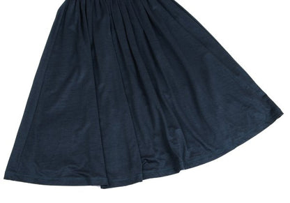 Mademoiselle NON NON Ramie Waist Gather Skirt Navy Size M