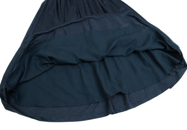 Mademoiselle NON NON Ramie Waist Gather Skirt Navy Size M