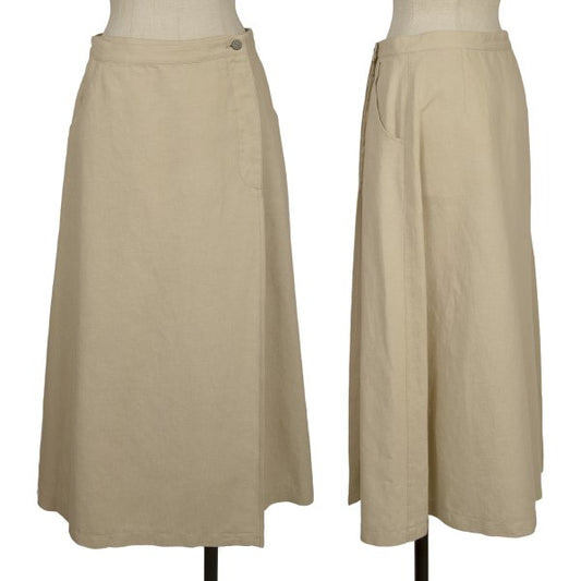 Mademoiselle NON NON Linen Cotton Wrap Skirt Beige Size 38M