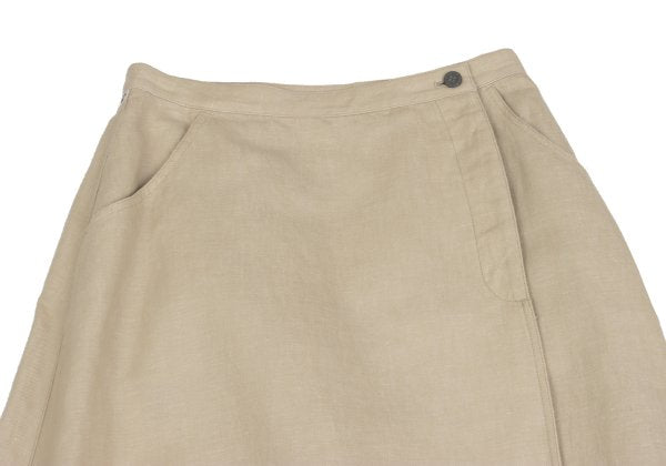 Mademoiselle NON NON Linen Cotton Wrap Skirt Beige Size 38M