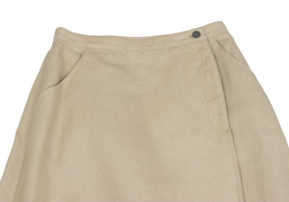 Mademoiselle NON NON Linen Cotton Wrap Skirt Beige Size 38M