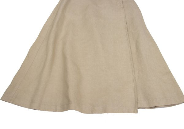 Mademoiselle NON NON Linen Cotton Wrap Skirt Beige Size 38M