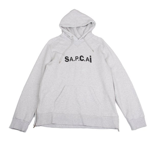 A.P.C. HOODIE TAIYO x A.P.C. 21SS Sacai Logo Print Side Zip Hoodie Gray Size XL