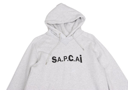 A.P.C. HOODIE TAIYO x A.P.C. 21SS Sacai Logo Print Side Zip Hoodie Gray Size XL