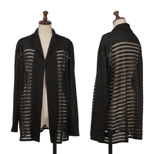 ISSEY MIYAKE PERMANENTE Linen Sheer Jacket Black Size M
