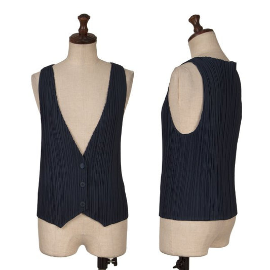 ISSEY MIYAKE Pleated Vest Blue Size F