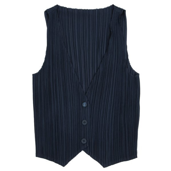 ISSEY MIYAKE Pleated Vest Blue Size F