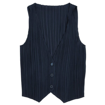 ISSEY MIYAKE Pleated Vest Blue Size F