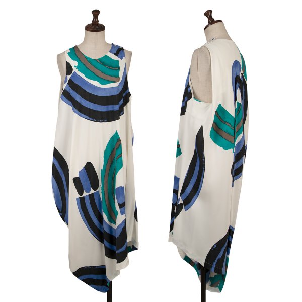 ISSEY MIYAKE 22SS Rayon Wave Asymmetrical Dress White Size 2