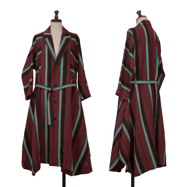 ISSEY MIYAKE 2017 Pre-Fall Linen Blend Coat Bordeaux Size 2