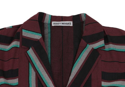 ISSEY MIYAKE 2017 Pre-Fall Linen Blend Coat Bordeaux Size 2