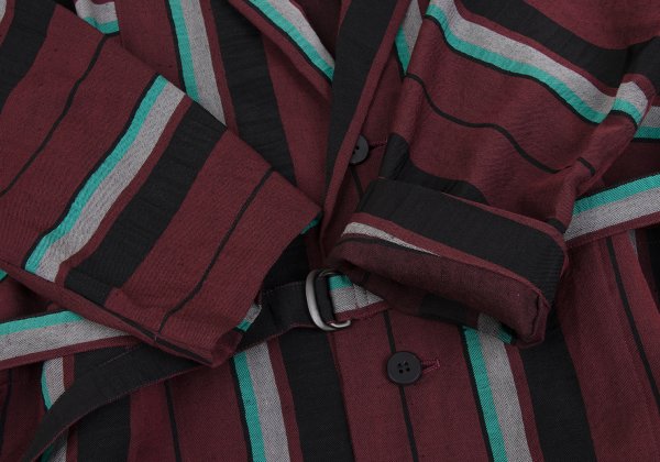 ISSEY MIYAKE 2017 Pre-Fall Linen Blend Coat Bordeaux Size 2