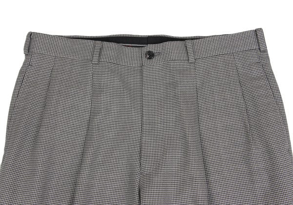 Papas Wool Silk Puppytooth Two-Tuck Pants Black Size 50L