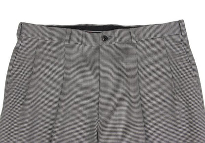 Papas Wool Silk Puppytooth Two-Tuck Pants Black Size 50L