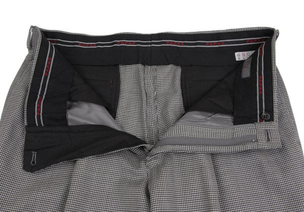Papas Wool Silk Puppytooth Two-Tuck Pants Black Size 50L