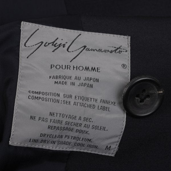 Yohji Yamamoto POUR HOMME Navy Puff Lapel Jacket Size M