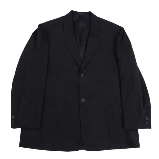 Yohji Yamamoto POUR HOMME Navy Wool Puff Lapel Jacket Size S