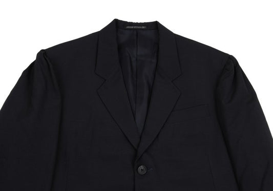 Yohji Yamamoto POUR HOMME Navy Wool Puff Lapel Jacket Size S